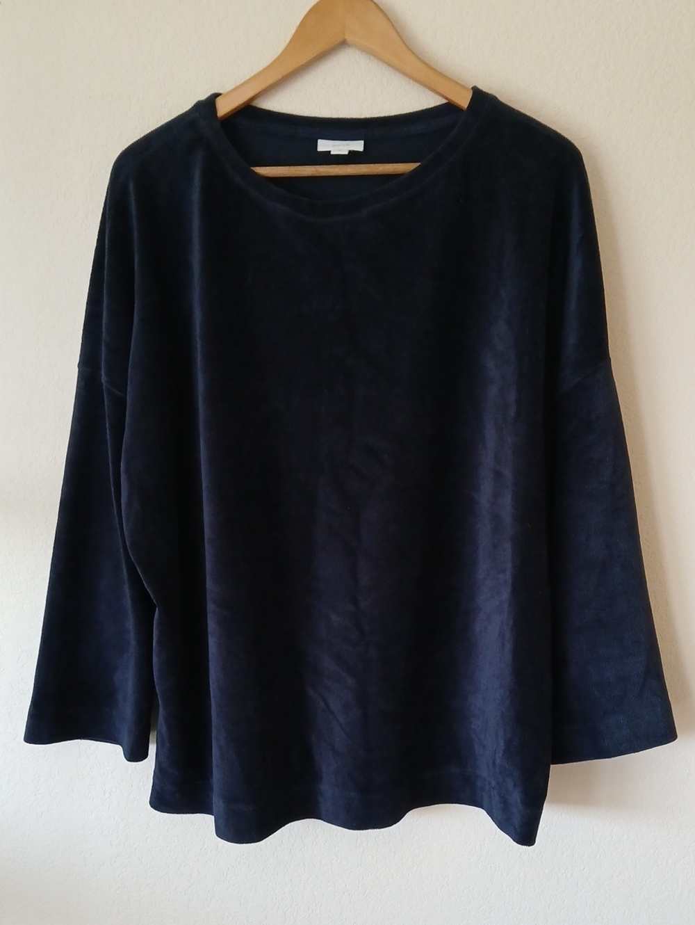 J. Jill Pure Jill Dark Blue Velour Sweatshirt Ribbed